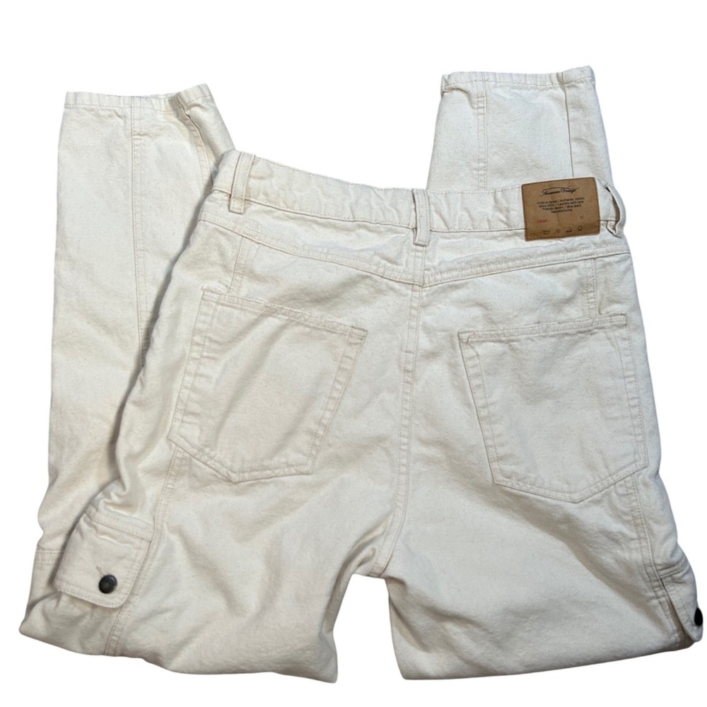 American Vintage Cargo‎ Pants White Utility Pockets Women's 31" 100% Cotton